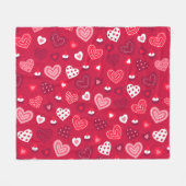 赤バレンタインハートパターン フリースブランケット (正面(横))