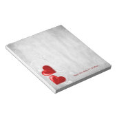 赤バレンタインハートパーソナライズされたメモ帳 ノートパッド (アングル)