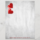 赤バレンタインハートパーソナライズされた紙シート (正面)