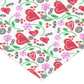 赤バレンタインハートピンクフラワーテーブルランナー ショートテーブルランナー (コーナー)