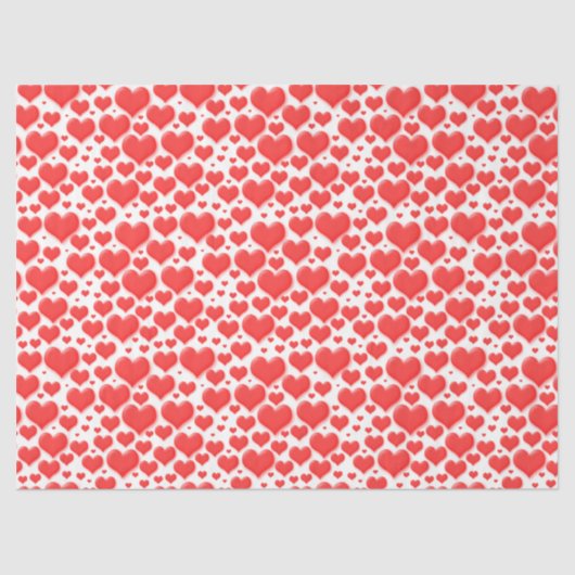 赤バレンタインハート浮動パターン 薄葉紙 (正面)