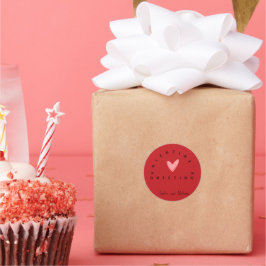 赤バレンタイン挨拶ステッカー ラウンドシール