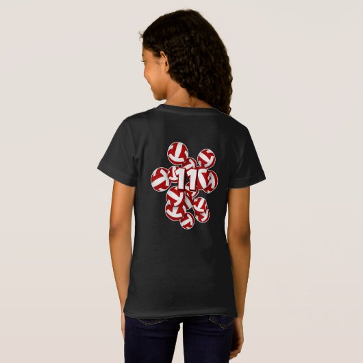 赤バレーボールの群カスタム団アスリート名 Tシャツ (裏面フル)