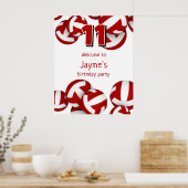 赤バレーボール子供の誕生日パーティー歓迎 ポスター (キッチン)