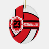 赤バレーボール | DIY名と番号 セラミックオーナメント (右)