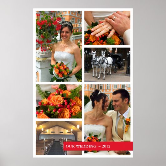 赤バンド6枚の写真数々のコラージュの思い出が残る ポスター (正面)