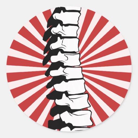 赤バースト背骨ステッカー ラウンドシール (正面)