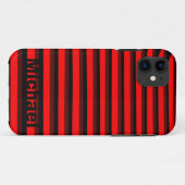 赤パタパーソナライズされたーンストライプの Case-Mate iPhoneケース (裏面(横))