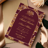 赤パターエレガントン金ゴールドイスラム結婚教徒 招待状