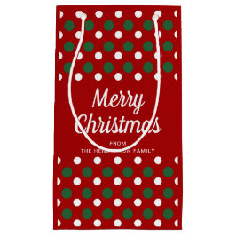 赤パターモダンンのメリークリスマス スモールペーパーバッグ