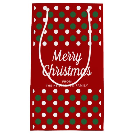 赤パターモダンンのメリークリスマス スモールペーパーバッグ (正面)