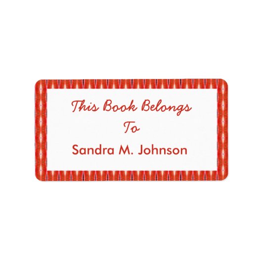 赤パターン蔵書票 ラベル (正面)