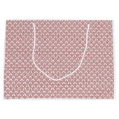 赤パターン(の模様が)あると茶色のモチーフの敷物 ラージペーパーバッグ (正面)