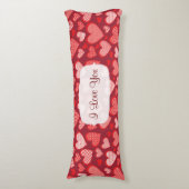赤パターン（の模様が）ある君のハート ボディピロー (正面縦)