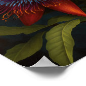 赤パッションフラワーアートプリントポスター ポスター (角)