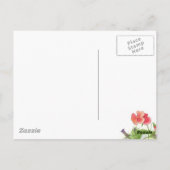 赤パンシーパープルペチュニアスウォーターカラーフラワー ポストカード (裏面)