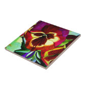 赤パンジー水彩花オリジナルアート タイル (側面)