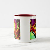 赤パンジー水彩花オリジナルアート ツートーンマグカップ (中央)
