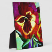 赤パンジー水彩花オリジナルアート フォトプラーク (側面)