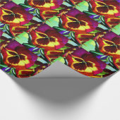 赤パンジー水彩花オリジナルアート ラッピングペーパー (角)