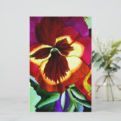 赤パンジー水彩花オリジナルアート 便箋 (スタンド正面)