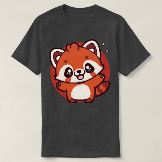 赤パンダが誇らしげに立つ Tシャツ (デザイン正面)