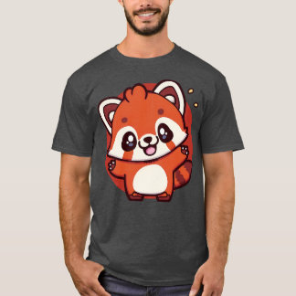 赤パンダが誇らしげに立つ Tシャツ