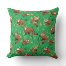 赤パンダと竹葉の模様