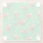 赤パンダと竹葉の模様 ガラスコースター (裏面)