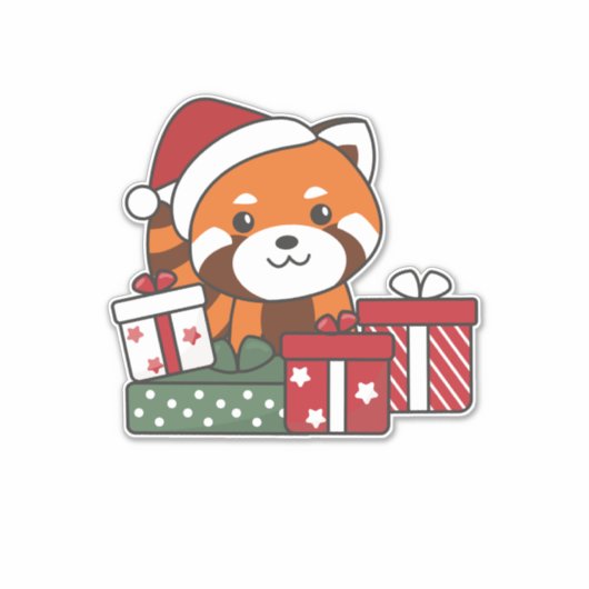 赤パンダのクリスマスギフト冬の赤パンダ シール (正面)