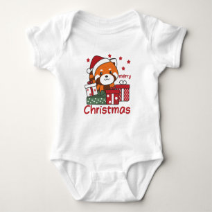 赤パンダのクリスマスギフト冬の赤パンダ ベビーボディスーツ