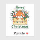 赤パンダのクリスマスレター冬の動物パンダ シール (シート)