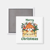 赤パンダのクリスマスレター冬の動物パンダ マグネット (正面/裏面)
