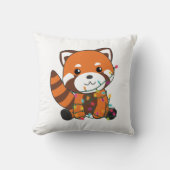 赤パンダのクリスマス雪の冬の動物パンダ クッション (正面)