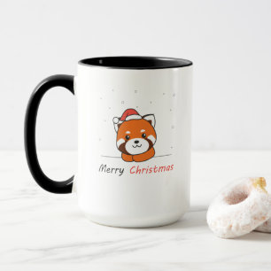 赤パンダのクリスマス雪の冬の動物パンダ マグカップ