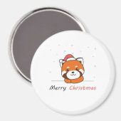 赤パンダのクリスマス雪の冬の動物パンダ マグネット (正面/裏面)