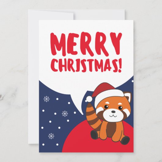 赤パンダのクリスマス雪の冬の動物 シーズンカード (正面)