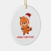 赤パンダのメリークリスマス セラミックオーナメント (右)