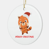 赤パンダのメリークリスマス セラミックオーナメント (左)