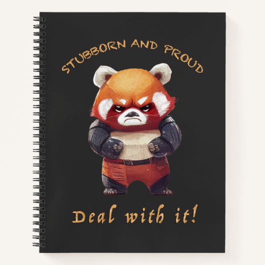 赤パンダの頑固なディールかわいい可愛いおもしろい ノートブック (正面)