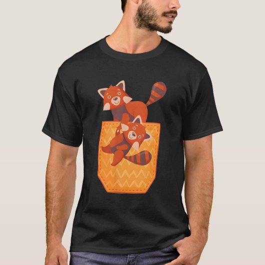 赤パンダぶら下がったの赤いパンダの動物 Tシャツ (正面)