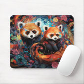 赤パンダカラフル動物の魅惑 マウスパッド (マウス)