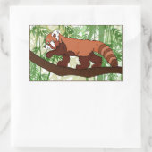 赤パンダステッカー 長方形シール (バッグ)