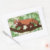 赤パンダステッカー 長方形シール (封筒)