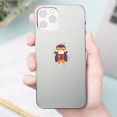 赤パンダハロウィーンかわいい悪魔バンパイアの衣装 シール (スマートフォン)
