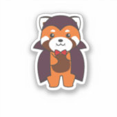 赤パンダハロウィーンかわいい悪魔バンパイアの衣装 シール (正面)