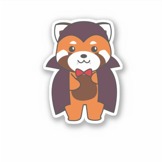 赤パンダハロウィーンかわいい悪魔バンパイアの衣装 シール (正面)