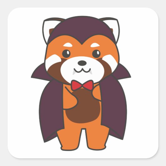 赤パンダハロウィーンかわいい悪魔バンパイア衣装スクー スクエアシール (正面)