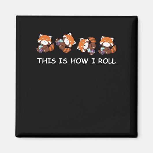 赤パンダバブルティーボバティーー転がバ茶 マグネット (正面)