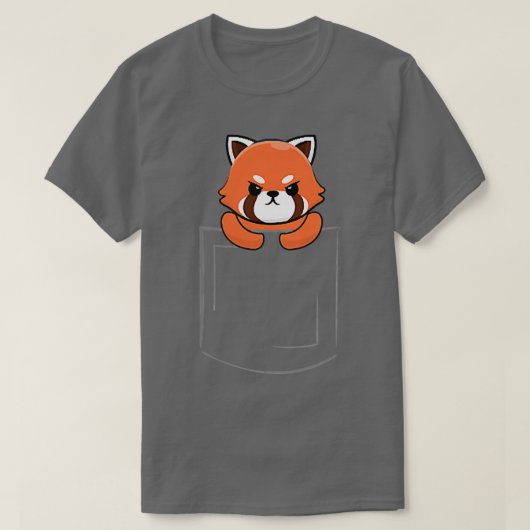 赤パンダポケットforパンダ愛好家レッドパンダ tシャツ (デザイン正面)